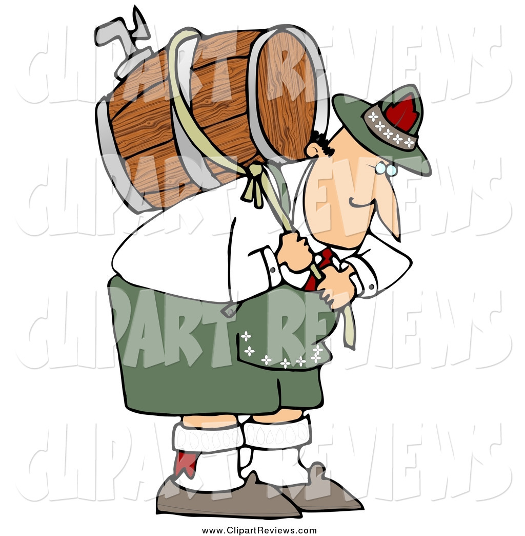 Larger Preview Clip Art Of An Oktoberfest Man Carrying A Beer Barrel