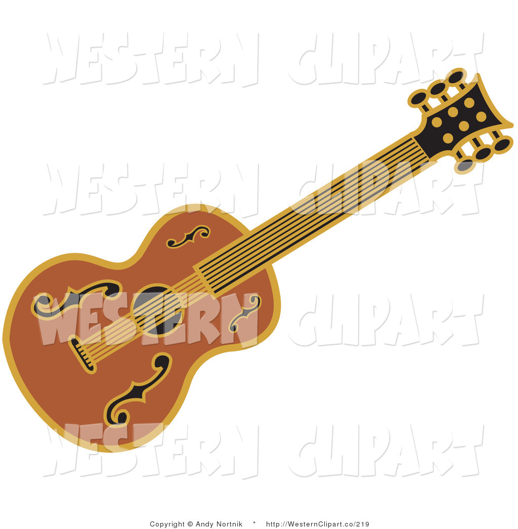 Larger Preview  Vector Western Clip Art Of A Wooden Western Guitar