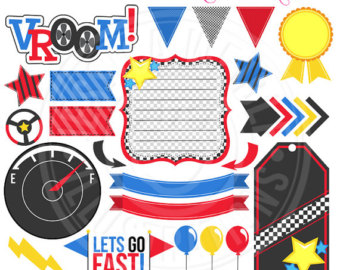 Made 2 Match Lets Go Fast Accents Race Car Clipart Cute Digital