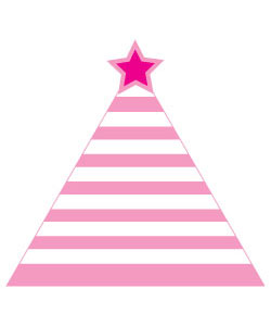 Pink Striped Hat Happy Birthday Clipart