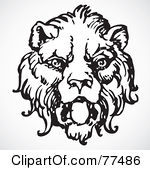 Royalty Free Rf Clipart Illustration Of A Black And White Lion Head By