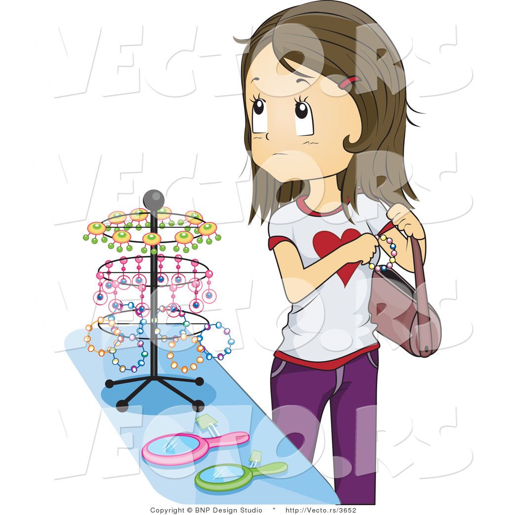 Vector Of Girl Stealing Jewelry At A Store By Bnp Design Studio