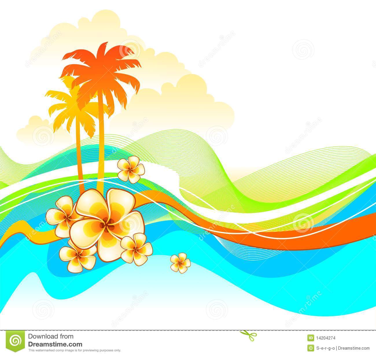 Abstract Illustration With Tropical Flowers Stock Images   Image