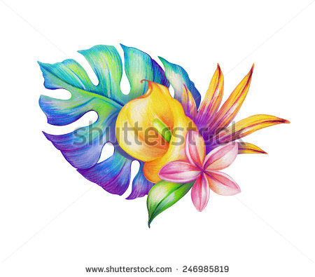 Abstract Tropical Leaves And   
