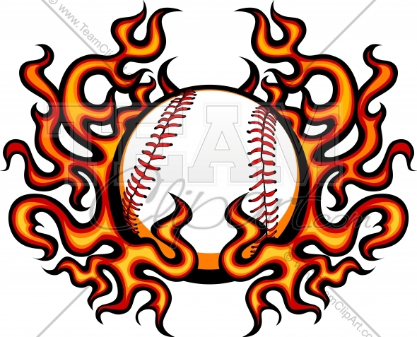 Baseball With Flames Vector Clipart Image   Team Clipart  Com