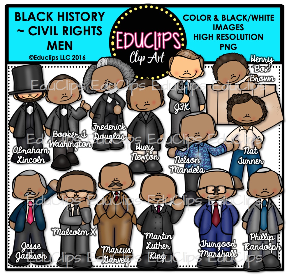 Black History   Civil Rights Men Clip Art Bundle  Color And B W