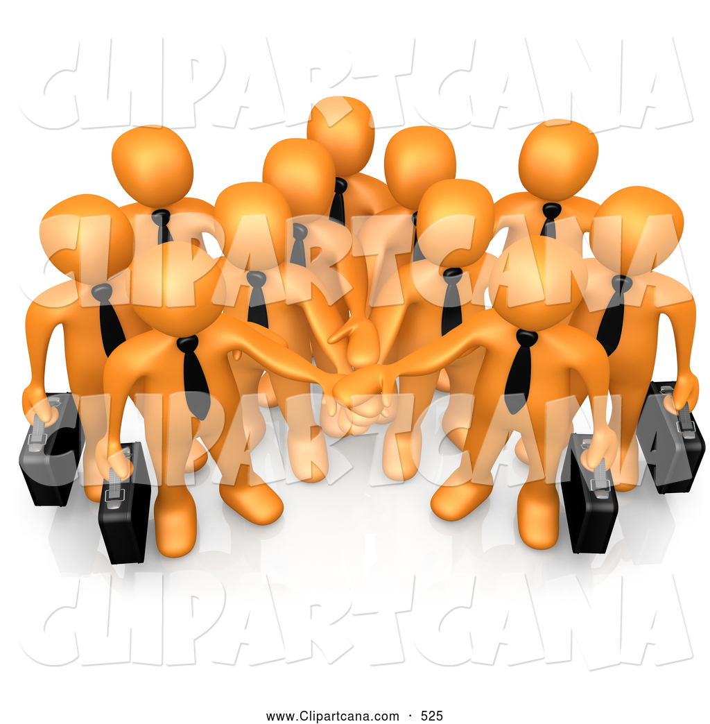 Cartoon Clip Art Of A Friendly Group Of Orange Business People