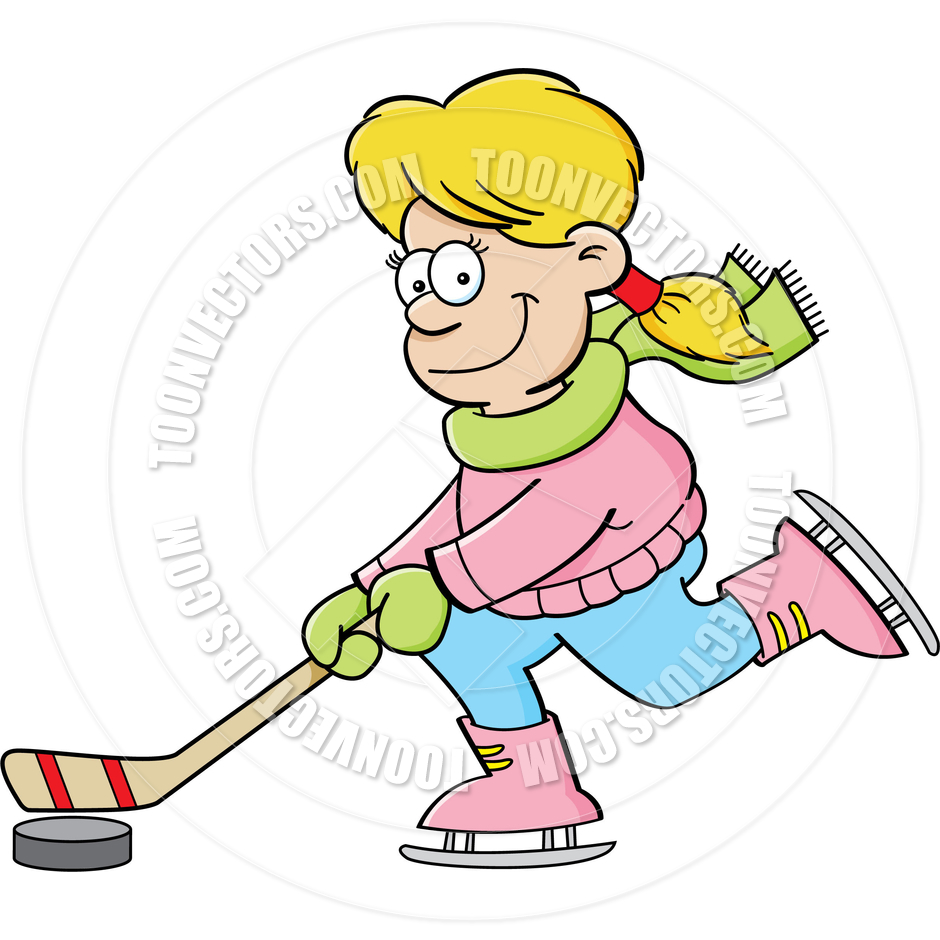 Cartoon Girl Playing Ice Hockey By Kenbenner   Toon Vectors Eps  80622