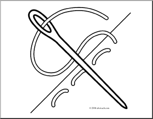 Clip Art Needle Coloring Page Preview 1