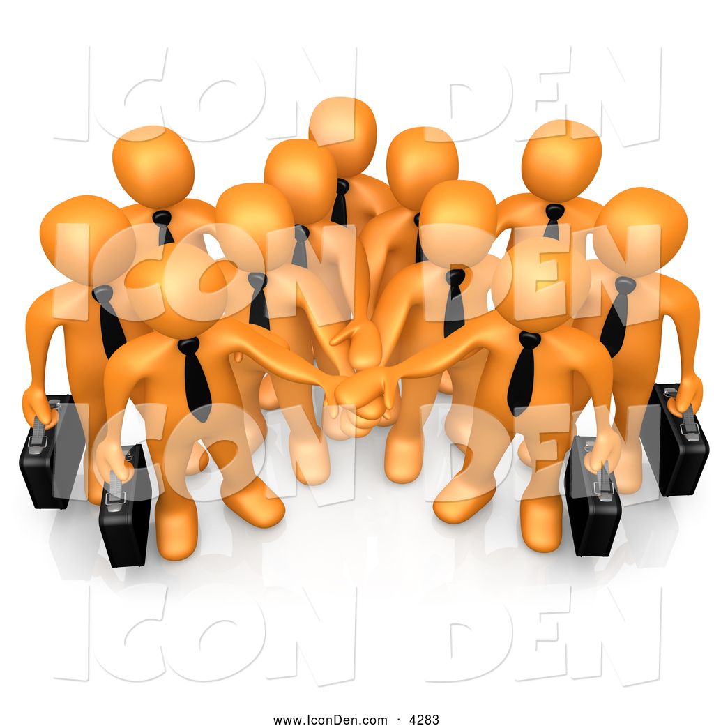 Clip Art Of A Group Of Orange Business People Carrying Briefcases And