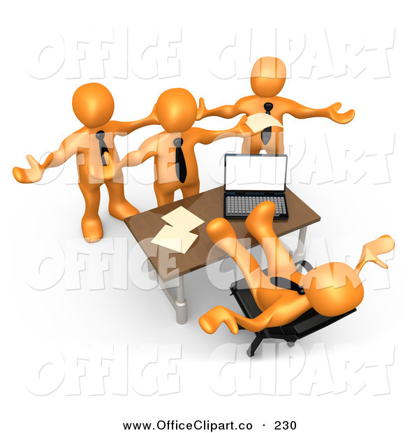 Clip Art Of A Group Of Three Angry Orange People Employees Complaining