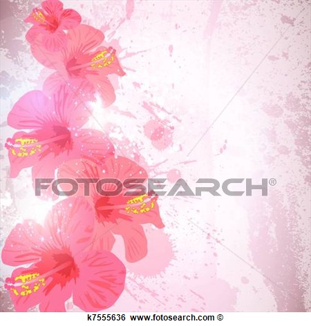Clip Art Of Abstract Tropical Background  Hibiscus Flower For Design
