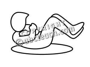 Clip Art  Simple Exercise  Curl Ups B W   Preview 1