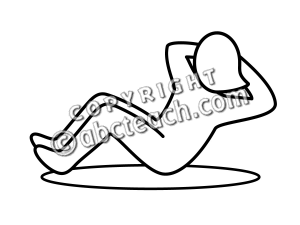 Clip Art  Simple Exercise  Sit Ups B W   Preview 1