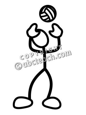 Clip Art  Stick Guy Volleyball Set B W   Preview 1