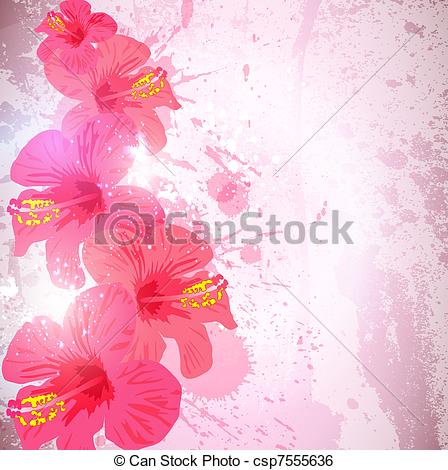 Clip Art Vector Of Abstract Tropical Background Hibiscus Flower For    