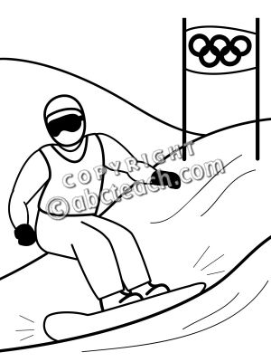 Clip Art  Winter Olympics  Snowboarding B W   Preview 1