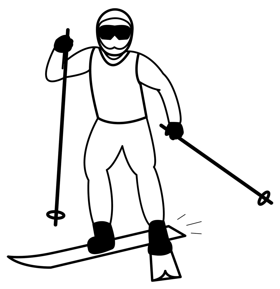 Cross Country Skier Clip Art In Black And White  An Illustration Of A