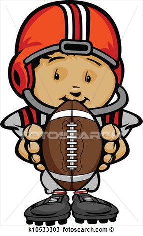     Cute Kid Football Player With Hands Holding Ball View Large Clip Art