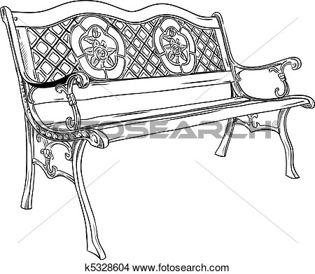 Drawing   Park Bench  Fotosearch   Search Clip Art Illustrations Wall