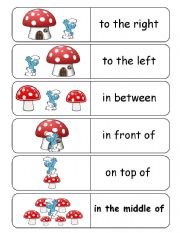 English Worksheet  Where Is The Smurf Preposition Dominoes And Memory