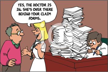     Free Clipart Image  Doctor Buried Behind A Mountain Of Paperwork