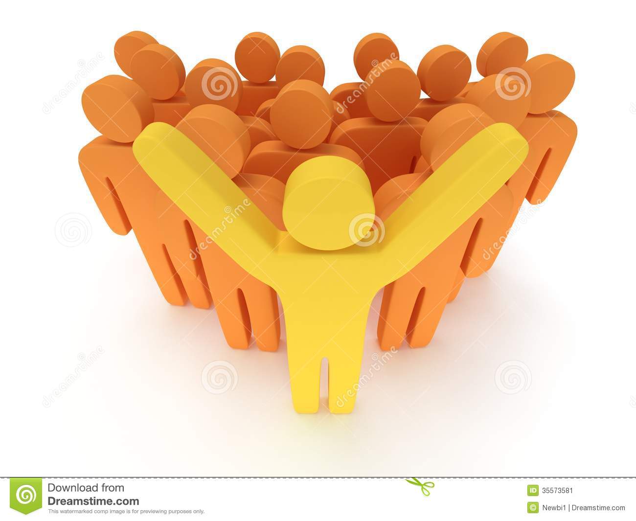 Group Of Stylized Orange People With Teamleader Stock Image   Image