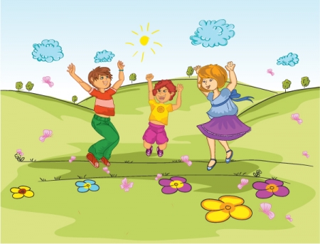 Home   People   Kids Playing In The Park Vector Background