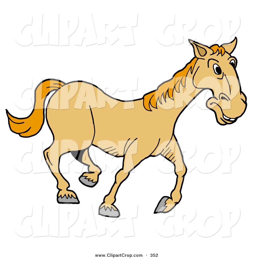 Larger Preview  Clip Art Vector Of A Happy Yellow Horse Trotting On A