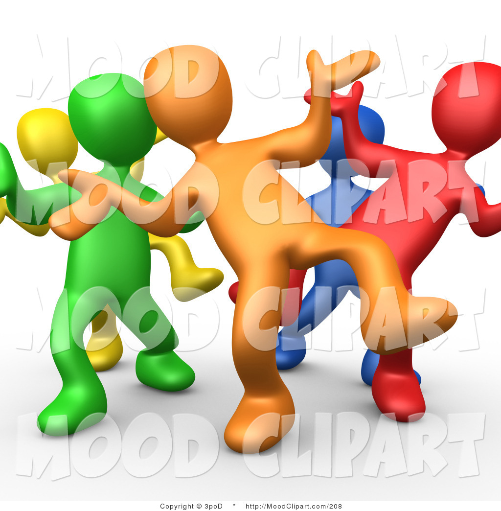 Mood Clip Art Of Five Different Colored And Diverse Men Dancing And    