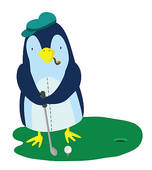 Penguin Golf   Royalty Free Clip Art