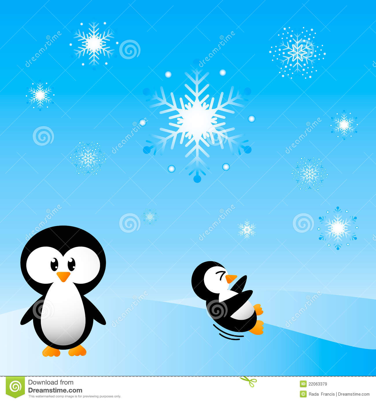 Penguins Playing In Snow Royalty Free Stock Images   Image  22063379