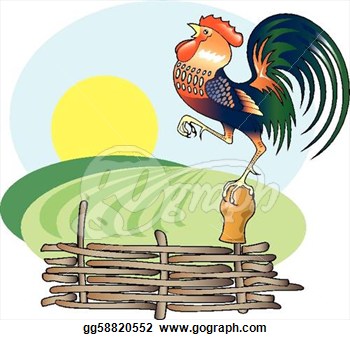Singing Rooster And Morning Sun  Vector Clipart Gg58820552   Gograph
