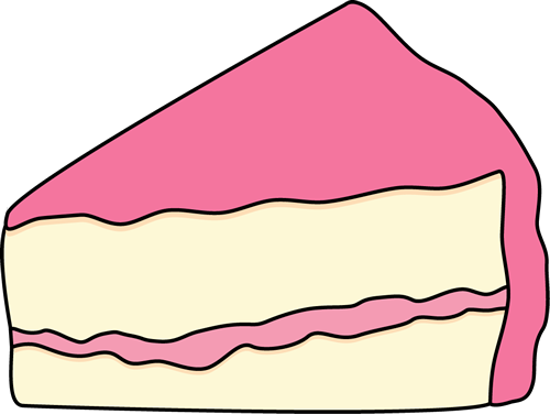 Slice Of White Cake With Pink Icing Clip Art   Slice Of White Cake