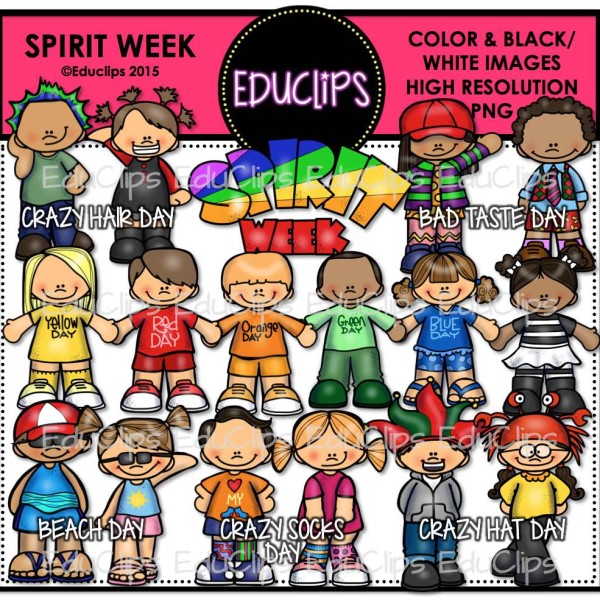 Spirit Week Clip Art Bundle  Color And B W