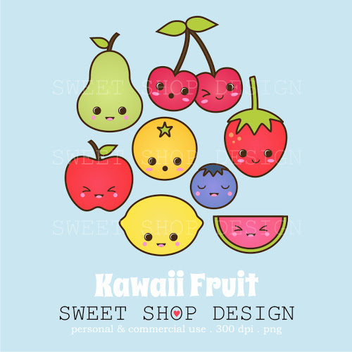 Sweet Shop Design  Kawaii Fruit Clip Art Baby Shower Clip Art
