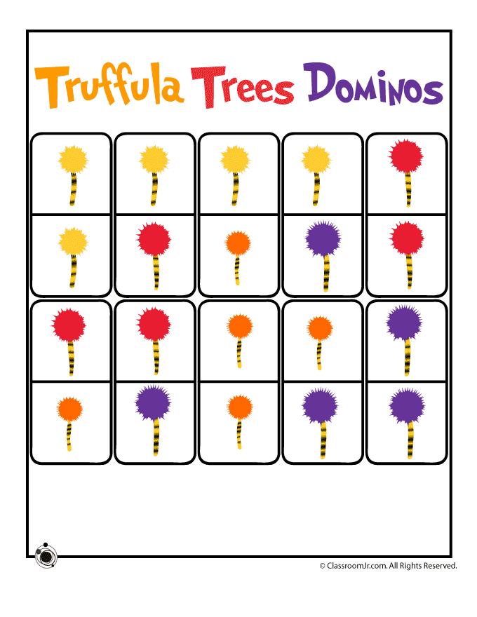 The Lorax And Truffula Trees Printable Dominos Game Woo  Jr  Kids