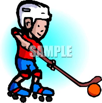This Cartoon Of A Boy Playing Street Hockey Clipart Image Is Available