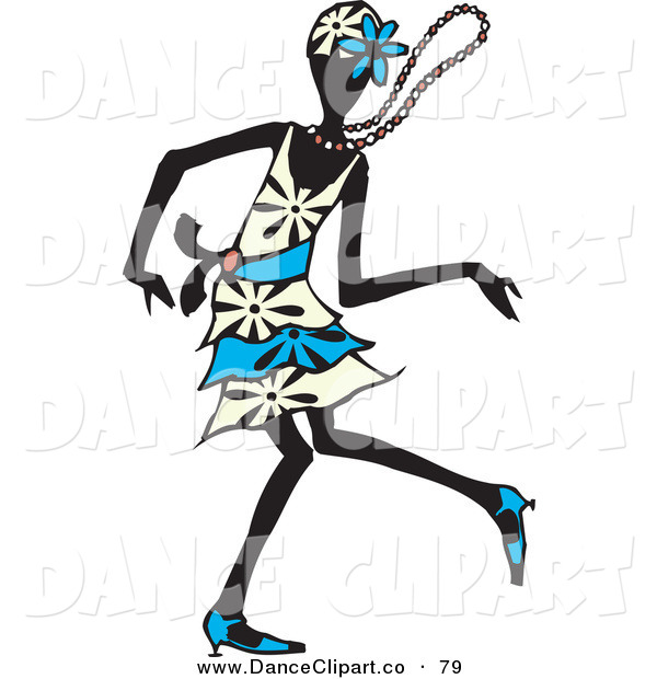 Vector Clip Art Of A Silhouetted Dancing Flapper Woman In A White And    