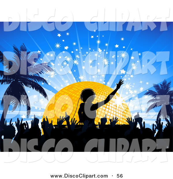 Vector Music Clip Art Of A Black Silhouetted Crowd On The Dance Floor    