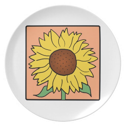 Cartoon Clip Art Garden Summer Sunflower Flower Plates   Zazzle