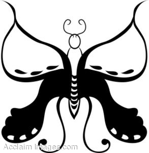 Clip Art Of A Black And White Gothic Butterfly Design  Clip Art