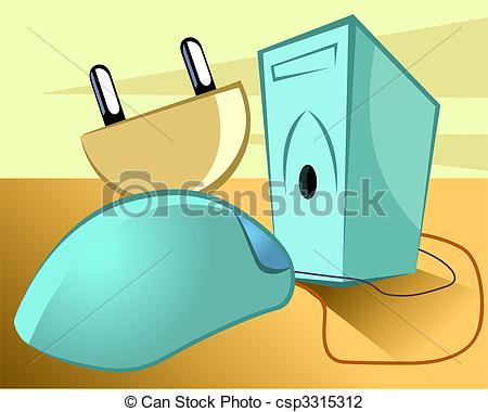 Clip Art Of Computer   Illustration Of A Central Processing Unit And