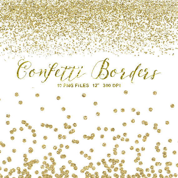 Clipart   Digital Confetti   Gold Glitter Border Clip Art Overlays