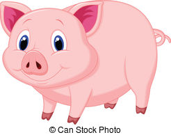 Cute Pig Cartoon   Vector Illustration Of Cute Pig Cartoon