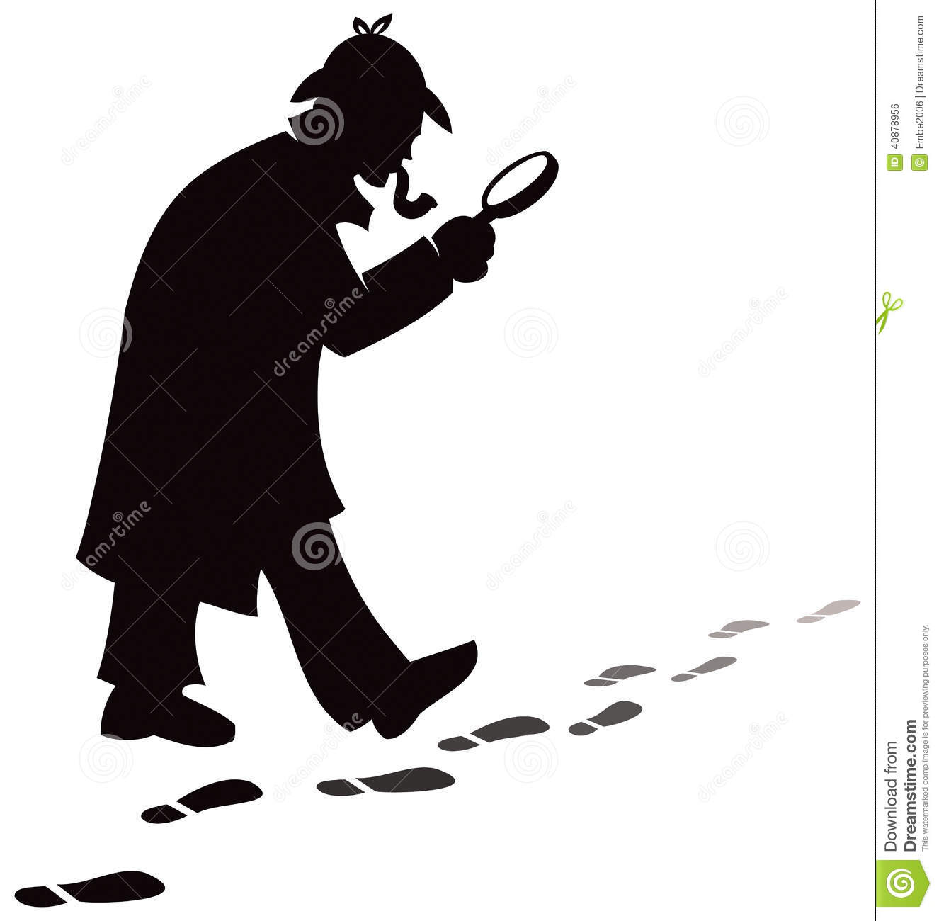 Detective Investigates And Searches For Footprints At A Crime Scene
