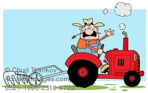 Farmer Pulling A Plow Behind His Tractor Clipart Image