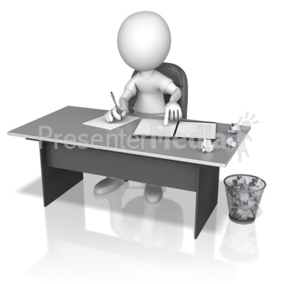 Figure Writing Drafts At Desk   Education And School   Great Clipart