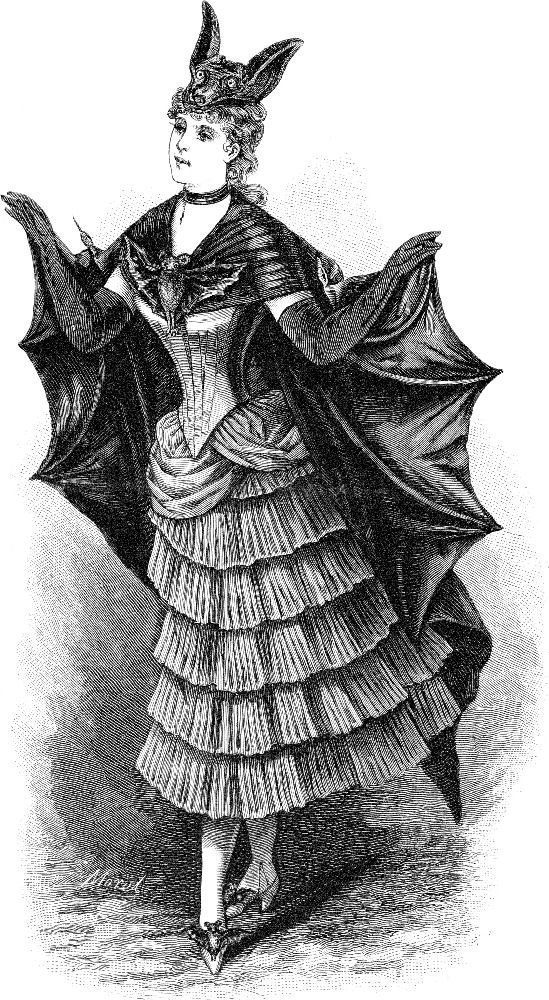 Free Vintage Clip Art   2 Victorian Bat Ladies   Halloween   The