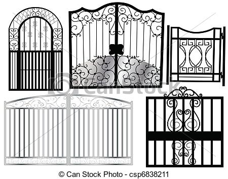 Gate Clipart Black And White Gate   Stock Illustration Royalty
